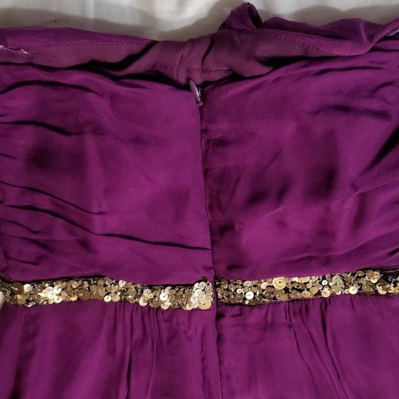 100% Silk Badgley Mischka Plum Purple Strapless Cocktail Dress Size 4 - Picture 4 of 7